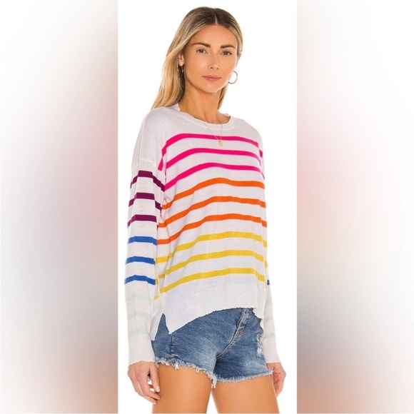 Sundry Rainbow MULTISTRIPE CREWNECK Sweater Cream Wool Cashmere Size L - Picture 4 of 13